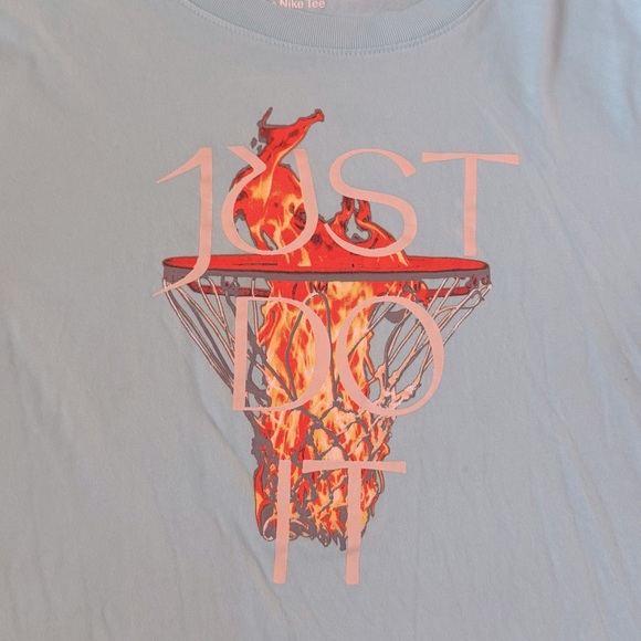 NIKE Just Do It Basketball T Shirt Light Blue Short Sleeve Womens Medium - Picture 4 of 10